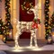 34.5" Outdoor and Indoor White Glitter Reindeer with 50 Warm LED Lights for Holiday Decor